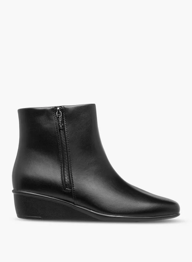 سيليست Women's Solid Wedge Heel Ankle Boots with Zip Closure