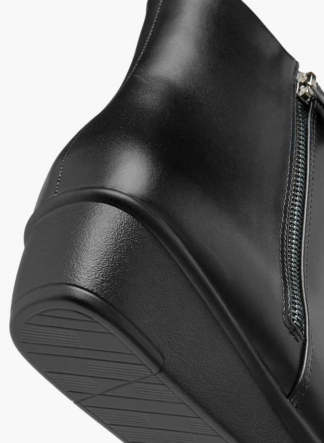 سيليست Women's Solid Wedge Heel Ankle Boots with Zip Closure