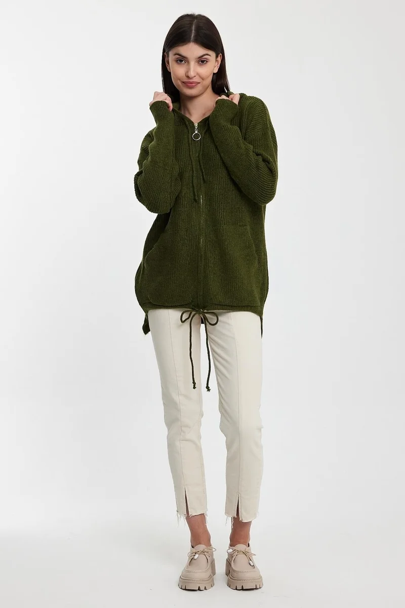 الكسندر جاردي Hooded Zippered Knitwear CARDIGAN(A92409-S)