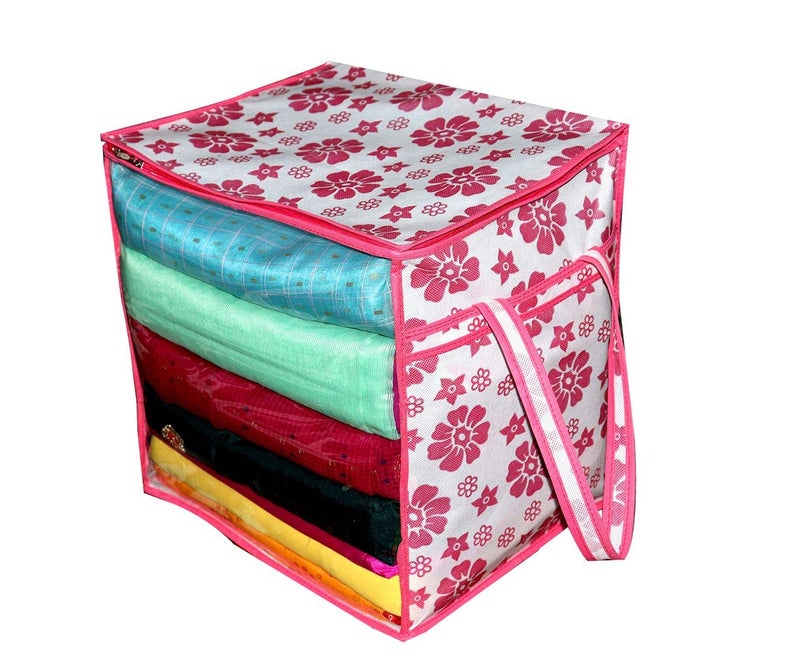 Garments Protector Saree coverClothes Storage Bag with Dust Protection Front Clear window Zip Closure for MultiPurpose Clothing Storage Bag Pack of 4 - Image 4