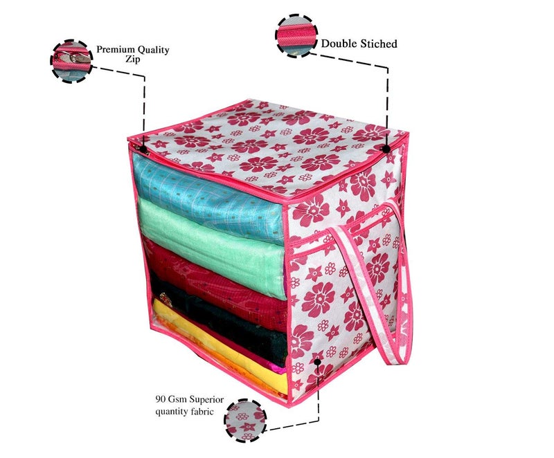 Garments Protector Saree coverClothes Storage Bag with Dust Protection Front Clear window Zip Closure for MultiPurpose Clothing Storage Bag Pack of 4 - Image 3