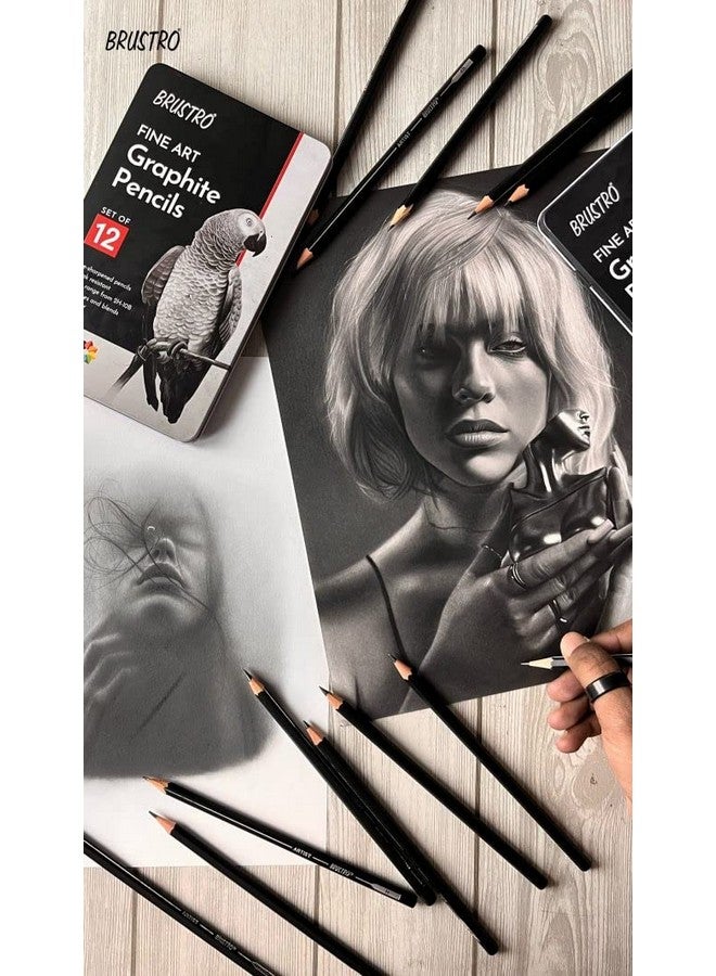 BRUSTRO Artists Fineart Graphite Pencils |Set of 12 (10B-2H) with Wiro Bound A5 Artists Sketch Book |120 Pages, 160 GSM| Lightweight, Ideal for Fine Art Students Drawing,Sketching,Mandala Art - Image 3
