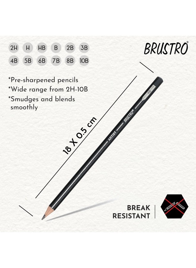 BRUSTRO Artists Fineart Graphite Pencils |Set of 12 (10B-2H) with Wiro Bound A5 Artists Sketch Book |120 Pages, 160 GSM| Lightweight, Ideal for Fine Art Students Drawing,Sketching,Mandala Art - Image 4