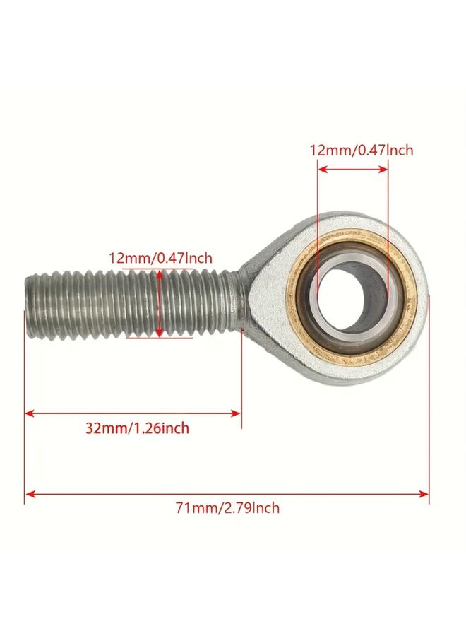 2pcs SA12T K 12mm Right Hand Male Threaded Rod End Joint Bearing Self Lubricating Heavy Duty Metric Threaded Joint With Inner Outer Threaded Ends For Machinery Automation CNC Equipment Durable Corrosion Resistant Easy Installation No Additional Lubrication Required - Image 2