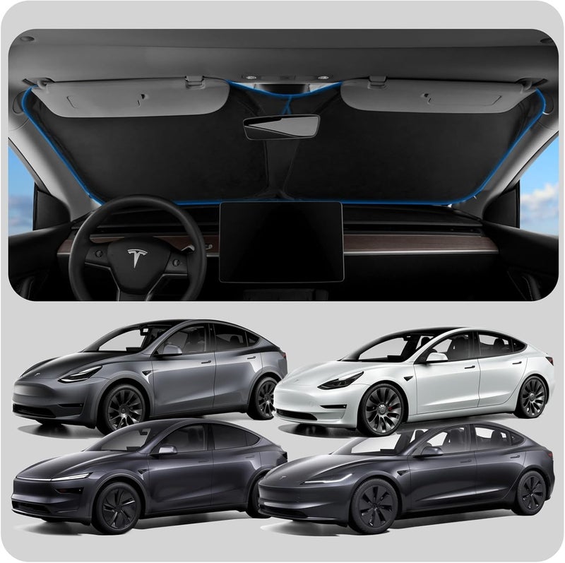 Spigen Triple-Coated CryoShade Front Windshield Sunshade for Tesla Model 3 and Y (2022-2024) - Image 1