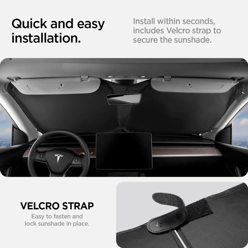 Spigen Triple-Coated CryoShade Front Windshield Sunshade for Tesla Model 3 and Y (2022-2024) - Image 3