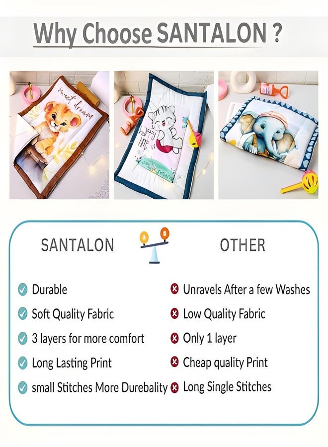 SANTALON New Born Godadi Combo Set Soft Cotton godi| Godari | Baby Bed Matress | Crib Sheet | Cartoon Mat Baby Godadi | Bedding Set | Pack of (3) - Image 5