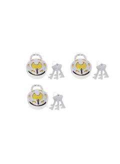 Unikkus Unikkus Set of 3 Lock and Keys for Home Door Room House Suitable for Medium Purpose Strong Keys HOMEPRODUCTS4ULock Size 50mm Hardened Shackle Padlock Brass Combination Made Locks  - Image 1