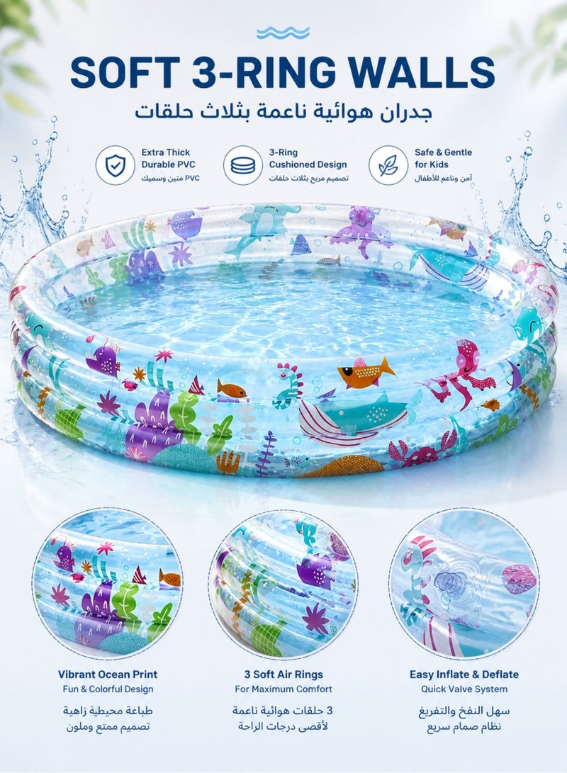 بست واي حمام سباحة للأطفال قابل للنفخ من بيست واي ١٥٢ سم × ٣٠ سم - حوض سباحة عائلي دائري للأطفال الصغار والأطفال، مصنوع من مادة PVC المتينة، ألعاب مائية في الحديقة الخارجية والفناء الخلفي - Image 4