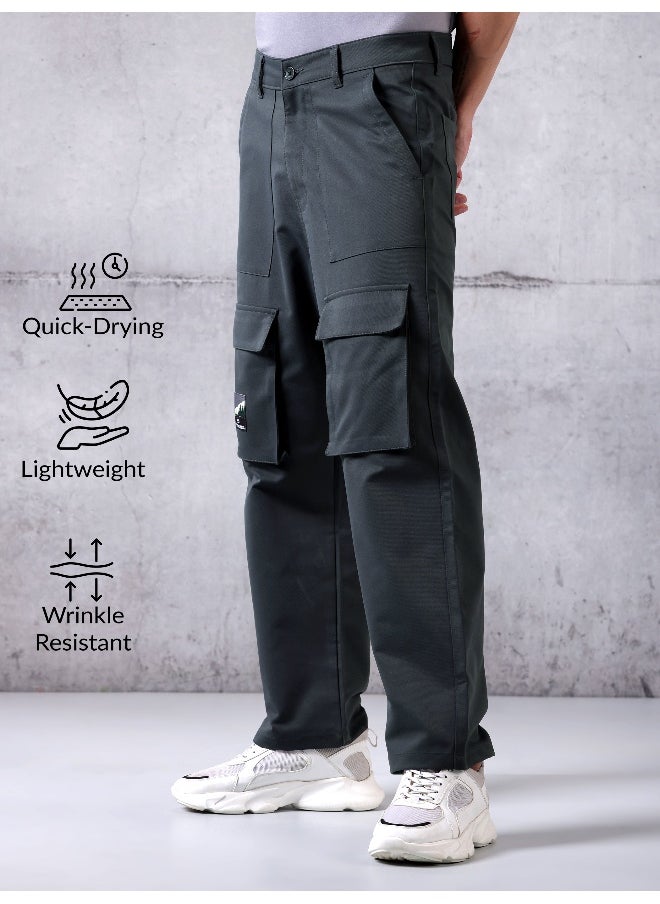 Beyoung Dark Grey Utility Cargo Pants for Men  - Image 5
