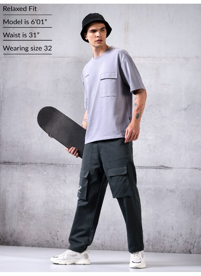 Beyoung - Dark Grey Utility Cargo Pants for Men - Image 1