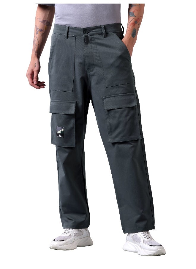 Beyoung Dark Grey Utility Cargo Pants for Men  - Image 1