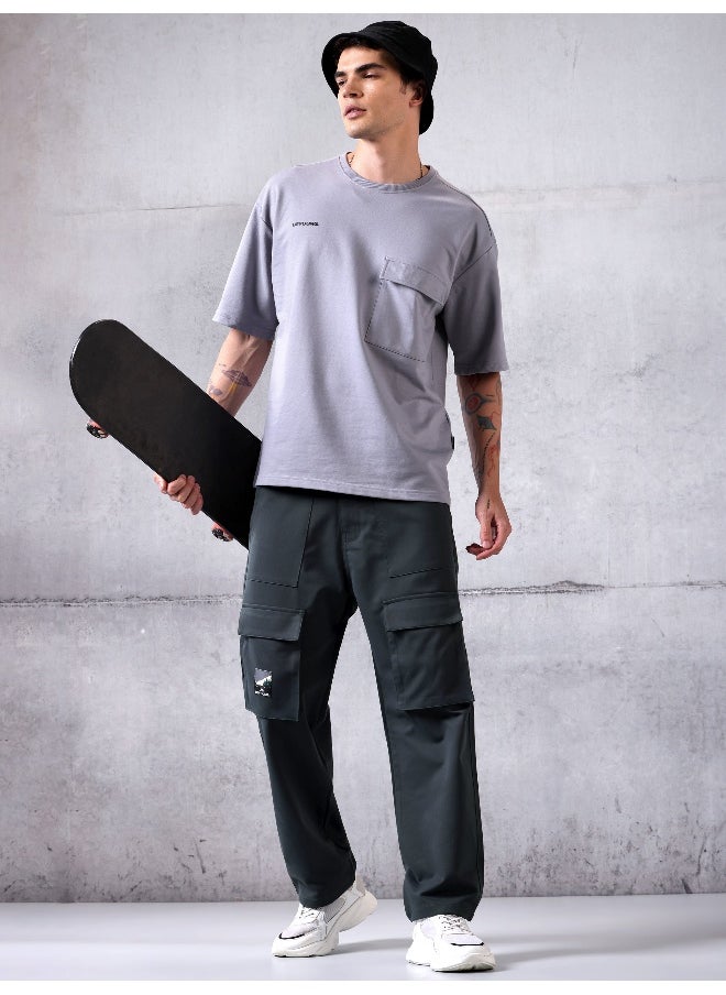 Beyoung Dark Grey Utility Cargo Pants for Men  - Image 3