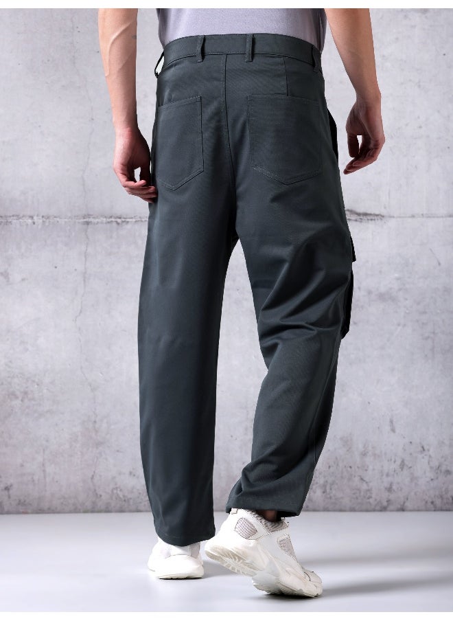 Beyoung Dark Grey Utility Cargo Pants for Men  - Image 4