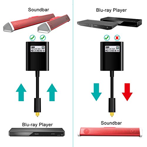 EMK Optical Splitter, Optical Adapter Compatible with Home Theater, Sound bar,Speaker,Xbox 360,Playstation,TV, DVD Player and More (Splitter-1x2) - Black - Image 3