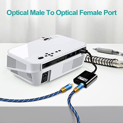 EMK Optical Splitter, Optical Adapter Compatible with Home Theater, Sound bar,Speaker,Xbox 360,Playstation,TV, DVD Player and More (Splitter-1x2) - Black - Image 4