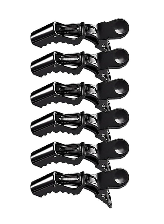 BLUSHIA Professional Hair Styling Clips Sectioning Crocodile Duckbill Clips Section Clips for Women, Non-Slip Hairdresser Dedicated Partition Hairgrips (Black, Pack of 6) - Image 1