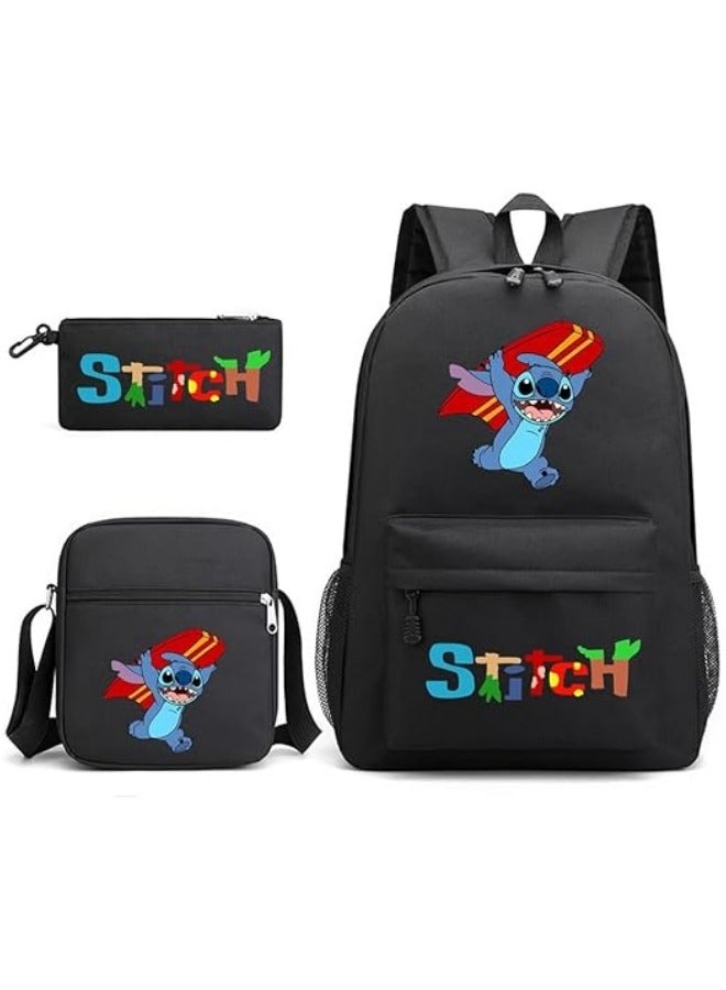 General 3pcs/Set Kids Backpack Cartoon Print Kindergarten Pencil Case Boy Girl Shoulder Bag Children Schoolbag Gift 