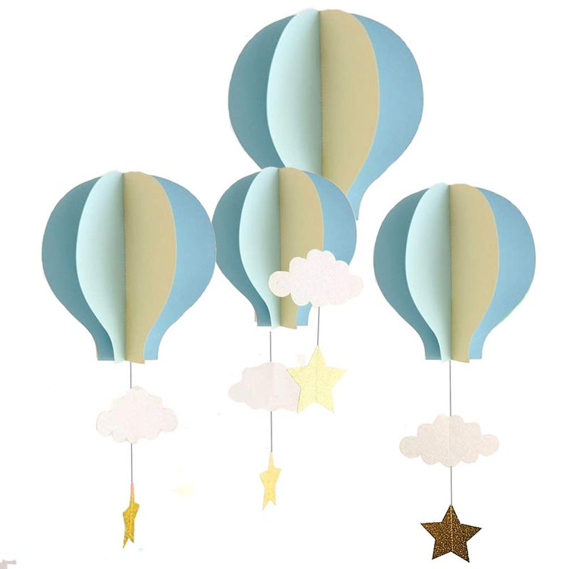 AZOWA Hot Air Balloon Decorations Assorted Color Big Size Air Balloon Paper Garlands Pack of 8
