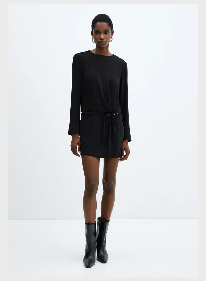 MANGO Belted Mini Dress