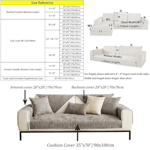 Rosygulls Fun Fuzzy Couch Covers for Sofa,Simple Striped Chenille Anti-Scratch Couch Cover,Chenille Sofa Covers Washable for Sectional Sofa,Light gray-28"x28" - Image 2