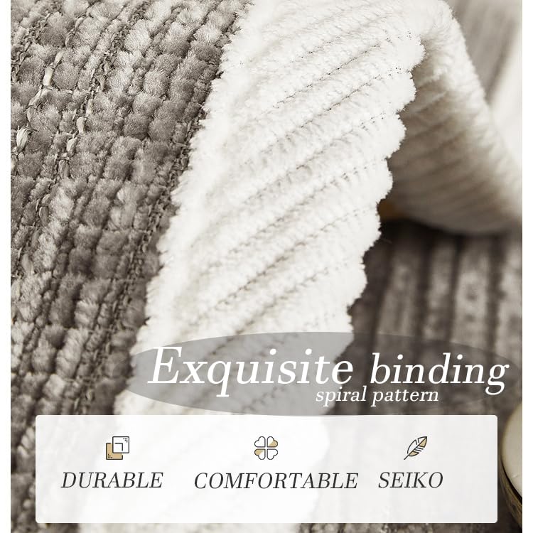 Rosygulls Fun Fuzzy Couch Covers for Sofa,Simple Striped Chenille Anti-Scratch Couch Cover,Chenille Sofa Covers Washable for Sectional Sofa,Light gray-28"x28" - Image 5