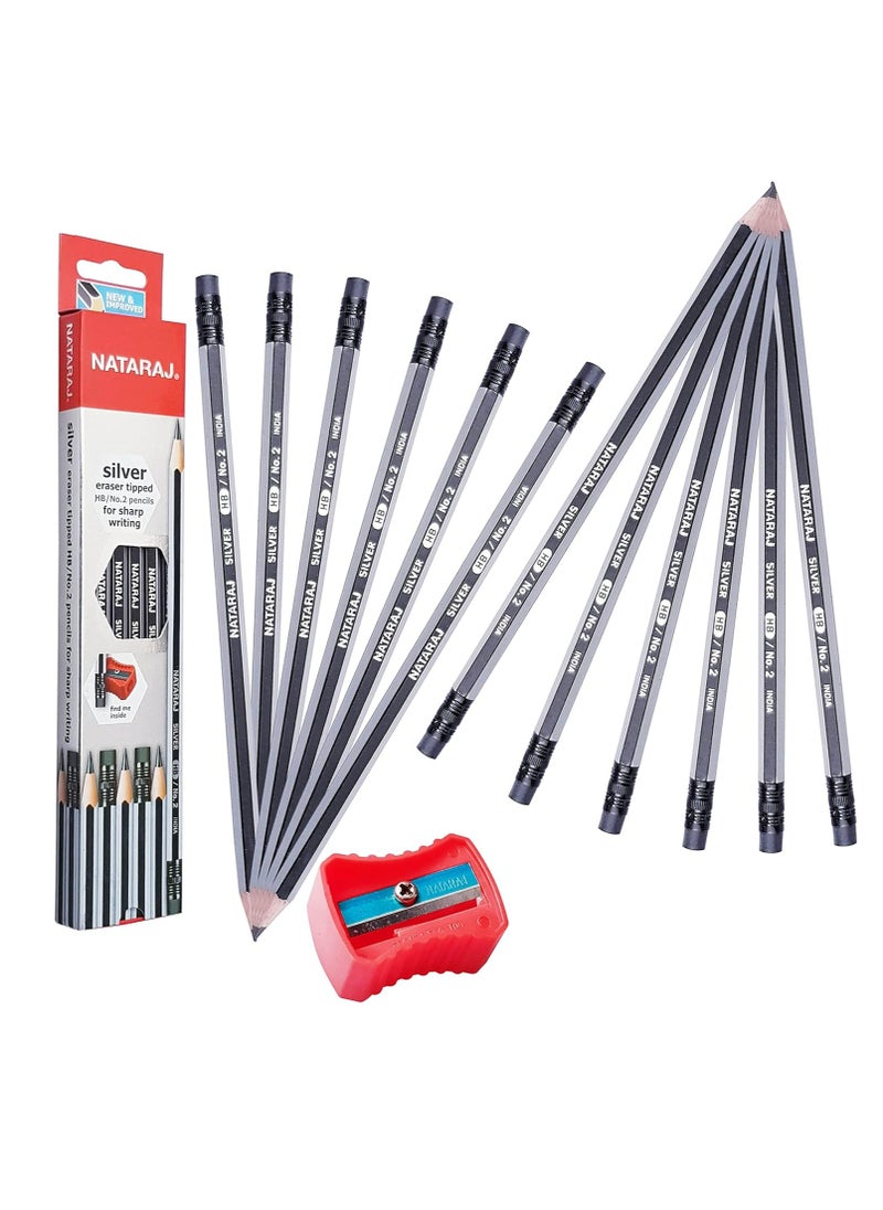 12-Piece Silver HB Graphite Pencils With Rubber Tips - pzsku/ZF679F7BA449352DB60A0Z/45/_/1719057097/fe0b5eb2-aa08-4208-9b0b-5e2c750f7d9e