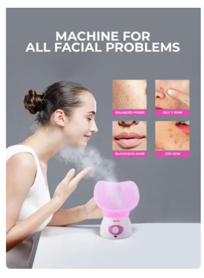 GEEPAS Facial Steamer, 40ml Capacity, 2 Speed, GFS8701, Includes 1pc Face Mask, Nose Mask, Measuring Cup, Steamer for Face, Nose, Cold, Etc Pink/White - Image 3