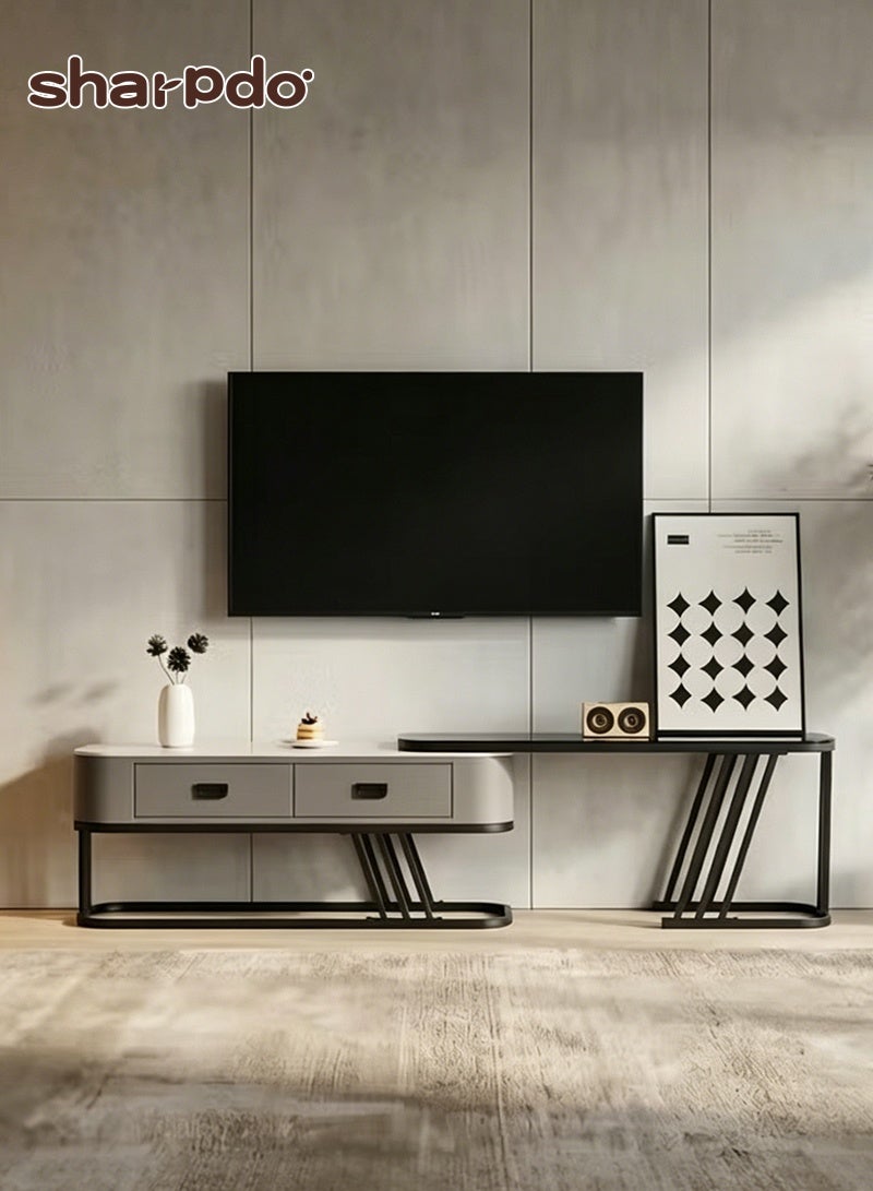 Sharpdo Extendable TV Cabinet with Drawers Modern Media Console Table with Sliding Top Living Room Entertainment Center with Metal Frame Extendable TV Stand - Image 1