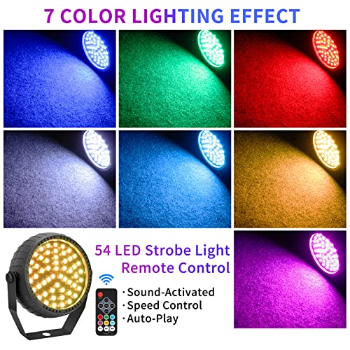 Telbum Strobe Lights, 54 Super-Bright RGB LEDs Mini Strobe Light for Parties, Halloween Strobe Lights with Remote Control, Sound Activated & Speed Control Plug-In Flash Light for Room DJ Stage Wedding - Image 3