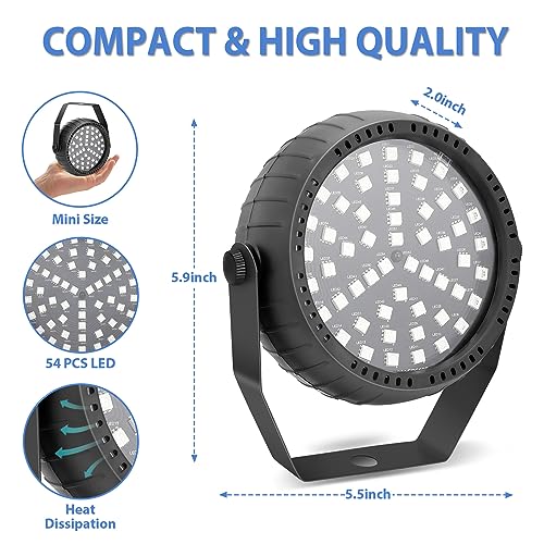 Telbum Strobe Lights, 54 Super-Bright RGB LEDs Mini Strobe Light for Parties, Halloween Strobe Lights with Remote Control, Sound Activated & Speed Control Plug-In Flash Light for Room DJ Stage Wedding - Image 5