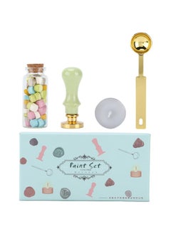 Thoraya Wax Seal Stamp Kit Clear Pattern Durable DIY Classic Sealing Kit for Envelopes Invitations Wedding Embellishment(Green Long Box Matcha Color Handle )  - Image 1