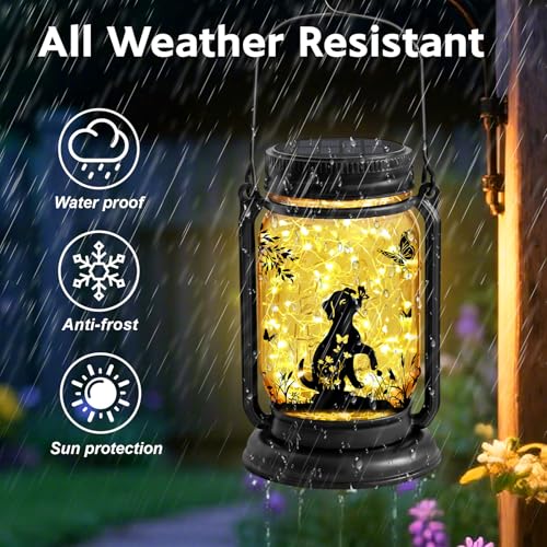 ANGMLN Dog Hanging Mason Jar Solar Lights, Labrador Retriever Solar Lanterns 3-in-1 Outdoor Waterproof, Birthday Gifts for Women Mom Mother's Day Dog Lover, Garden Decor for Patio Yard Balcony Decoration - Image 5