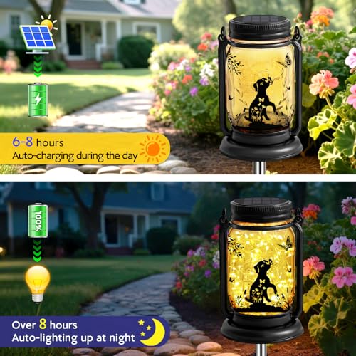 ANGMLN Dog Hanging Mason Jar Solar Lights, Labrador Retriever Solar Lanterns 3-in-1 Outdoor Waterproof, Birthday Gifts for Women Mom Mother's Day Dog Lover, Garden Decor for Patio Yard Balcony Decoration - Image 4