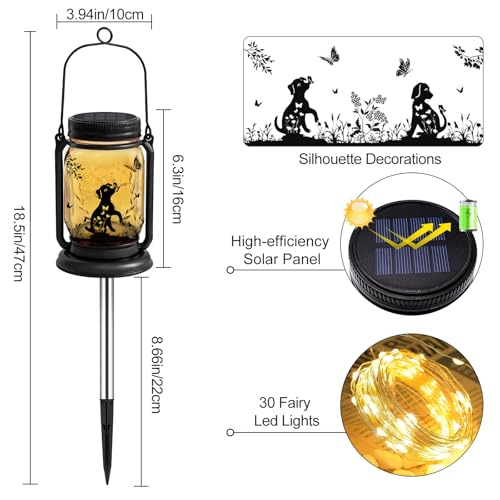 ANGMLN Dog Hanging Mason Jar Solar Lights, Labrador Retriever Solar Lanterns 3-in-1 Outdoor Waterproof, Birthday Gifts for Women Mom Mother's Day Dog Lover, Garden Decor for Patio Yard Balcony Decoration - Image 2