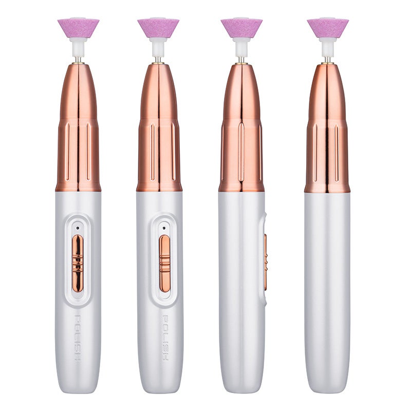 Electric portable nail salon special nail grinder manicure to remove dead skin nail removal five-in-one nail art special tool White [polishing pen]]