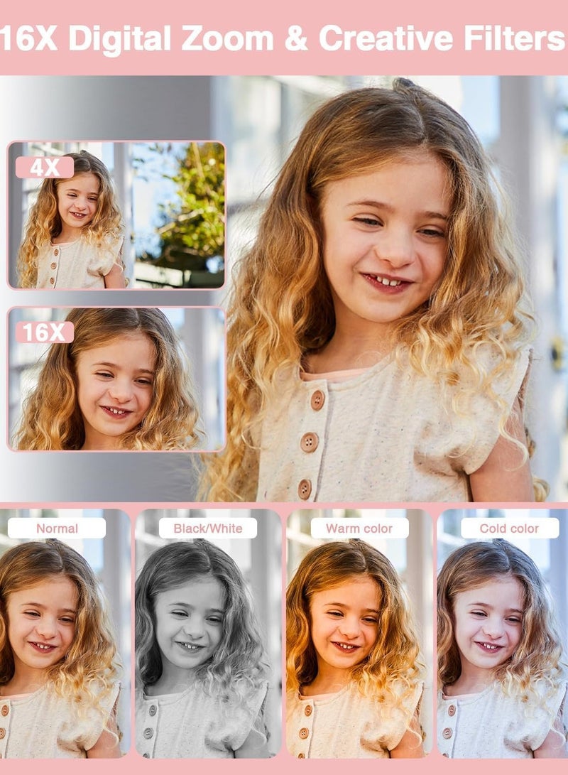 Generic Digital Camera, FHD 1080P Kids Camera 44MP Point and Shoot Digital Cameras with 32GB SD Card, 16X Zoom - Image 4