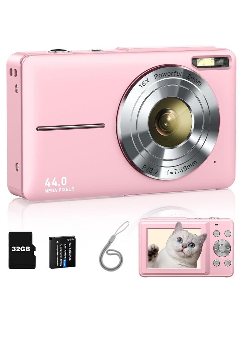 Generic Digital Camera, FHD 1080P Kids Camera 44MP Point and Shoot Digital Cameras with 32GB SD Card, 16X Zoom - Image 1