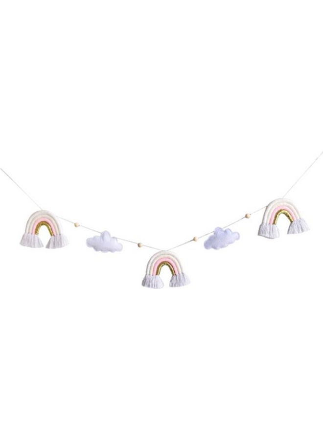 NIBEMINENT 2-Piece Children's Room Cloud Shape Bead String Ornaments Pink/White 1.3meter 