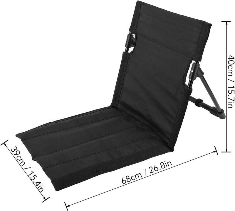 fannay Beach Lounger Chair, 600D Oxford Cloth Folding Beach Lounge Chair Compact Shoulder Strap with Back Support for Outdoor Activities (Black) - Image 3
