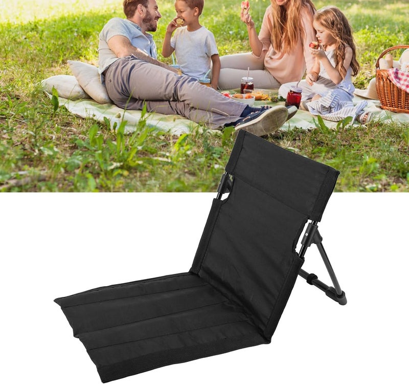 fannay Beach Lounger Chair, 600D Oxford Cloth Folding Beach Lounge Chair Compact Shoulder Strap with Back Support for Outdoor Activities (Black) - Image 4
