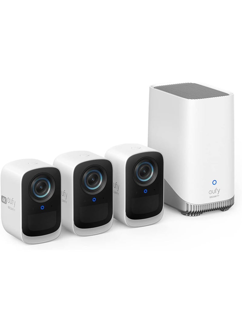 eufysecurity S300 eufyCam 3C 3-Cam Kit كاميرا أمان خارجية لاسلكية، كاميرا 4K، تخزين محلي قابل للتوسيع يصل إلى 16 تيرابايت، التعرف على الوجه AI، أضواء كاشفة، رؤية ليلية ملونة، بدون رسوم شهرية - pzsku/ZF67A447CA6FD35E6BC68Z/45/_/1728988647/771cf557-45da-465b-9307-ff1c0a78a399