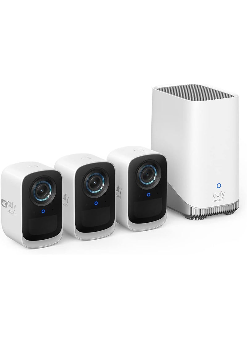 eufy - Security S300 eufyCam 3C 3-Cam Kit Security Camera Outdoor Wireless, 4K Camera, Expandable Local Storage Up To 16TB, Face Recognition AI, Spotlight, Color Night Vision, No Monthly Fee - Image 1