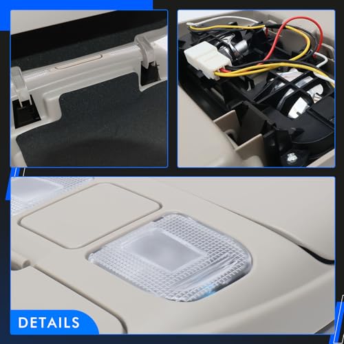 RHAOCZIYAUTO LED Overhead Console Assembly Fit for Dodge Ram 1500 2500 3500 1998-2002 Cab Interior Ceiling Dome Map Reading Light Lamp Map lights Replaces# SN96TL2AA, SN94TL2AA, L0021202, 5013609AA, 55350657, Tan - Image 5