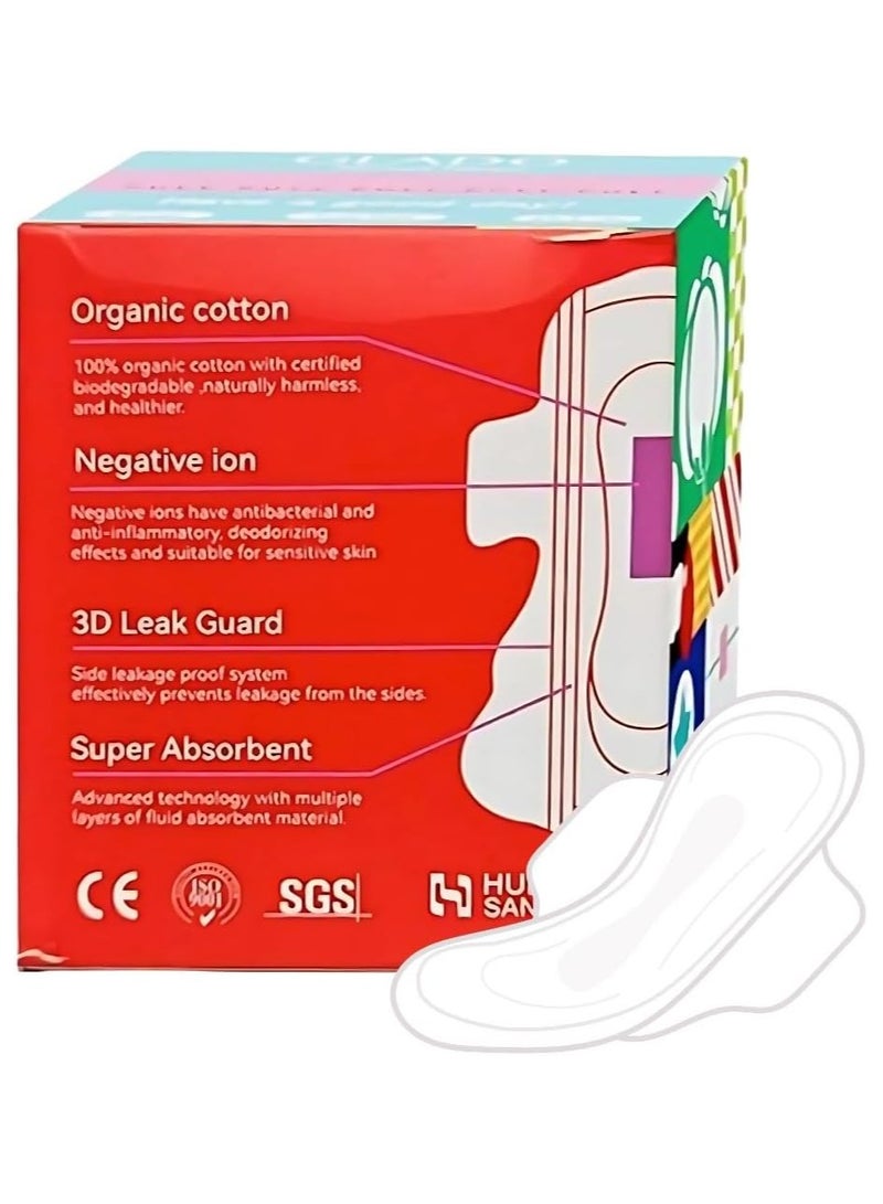 Glado 100% Organic Cotton Sanitary Napkins for School Girls & Teens, 10 Pcs (24.5cm) – Day Protection, Negative Ion, 3D Leak Guard, Normal Flow, Chlorine & Fragrance Free & Prevents Skin Irritation - Image 5