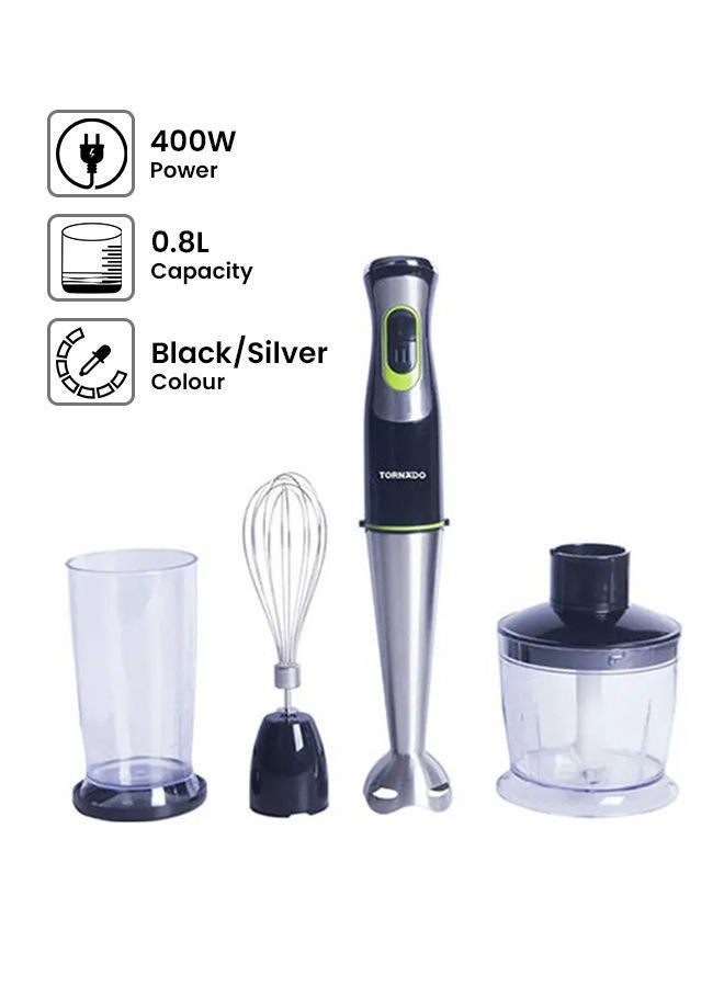 TORNADO Hand Blender, Chopper, Whisk THB-400CH Black/Silver - Image 1
