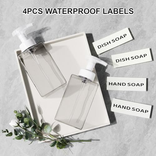 Kzeirm Foaming Soap Dispenser for Bathroom & Kitchen 15 Oz, Refillable Foam Hand Soap Dispenser for Liquid Soap, 2Pcs Foam Pump Bottle with Waterproof Labels, Clear - Image 5