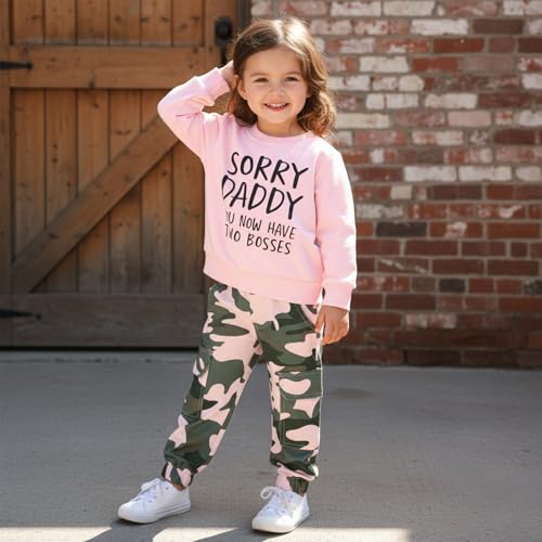 Fernvia Toddler Girls Clothes 2T 3T 4T 5T Fall Outfits Baby Pullover Sweatshirt & Camouflage Pants Set Kids Winter Sweatsuit - Image 3
