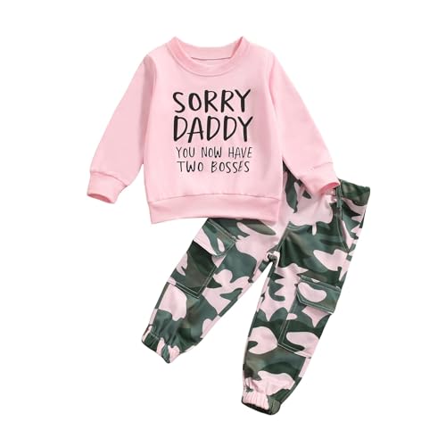 Fernvia Toddler Girls Clothes 2T 3T 4T 5T Fall Outfits Baby Pullover Sweatshirt & Camouflage Pants Set Kids Winter Sweatsuit - Image 1