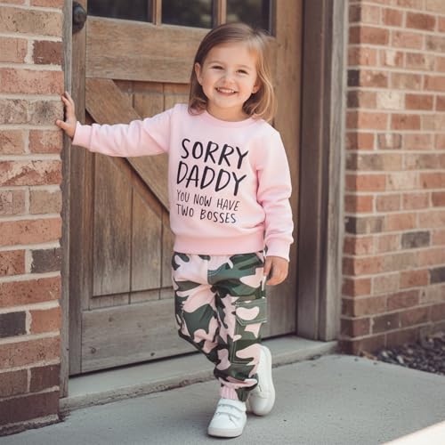 Fernvia Toddler Girls Clothes 2T 3T 4T 5T Fall Outfits Baby Pullover Sweatshirt & Camouflage Pants Set Kids Winter Sweatsuit - Image 2